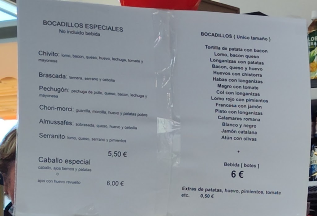Cafetera Polideportivo Xirivella — Carta