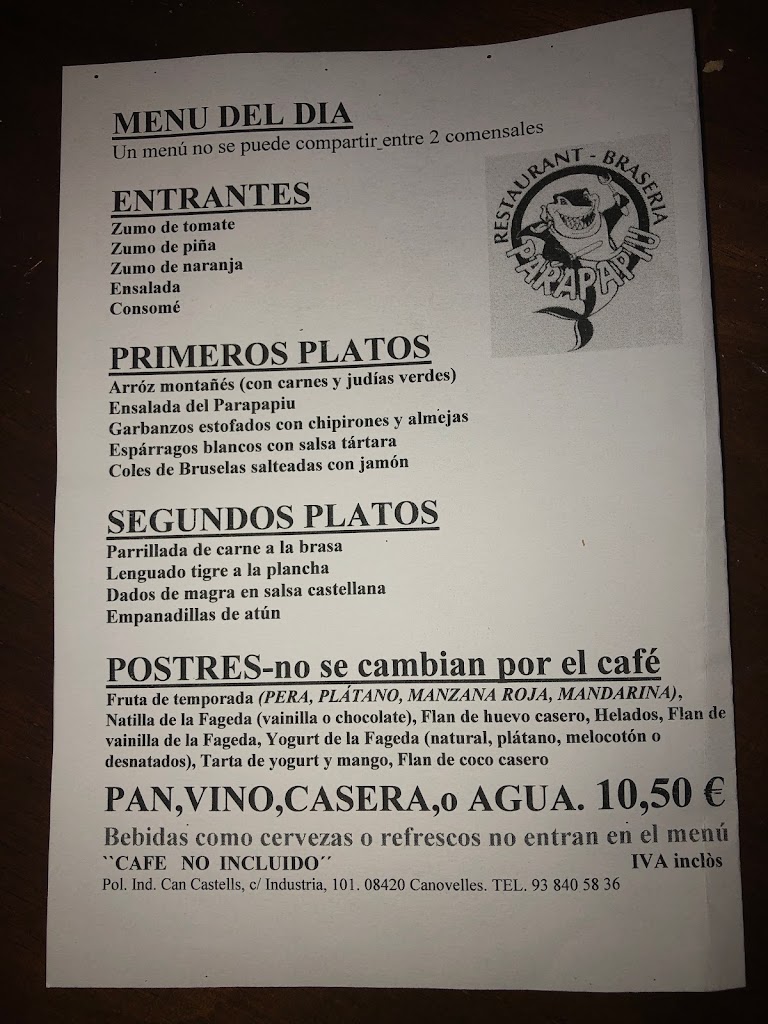 REST.BRASERIA EL PARAPAPIU — Carta
