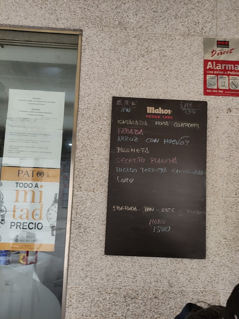 Bar la Codorniz — Carta