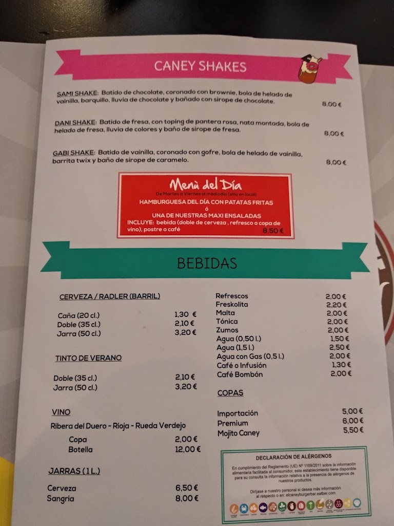 El Caney Burger&Bar Colmenar Viejo — Carta
