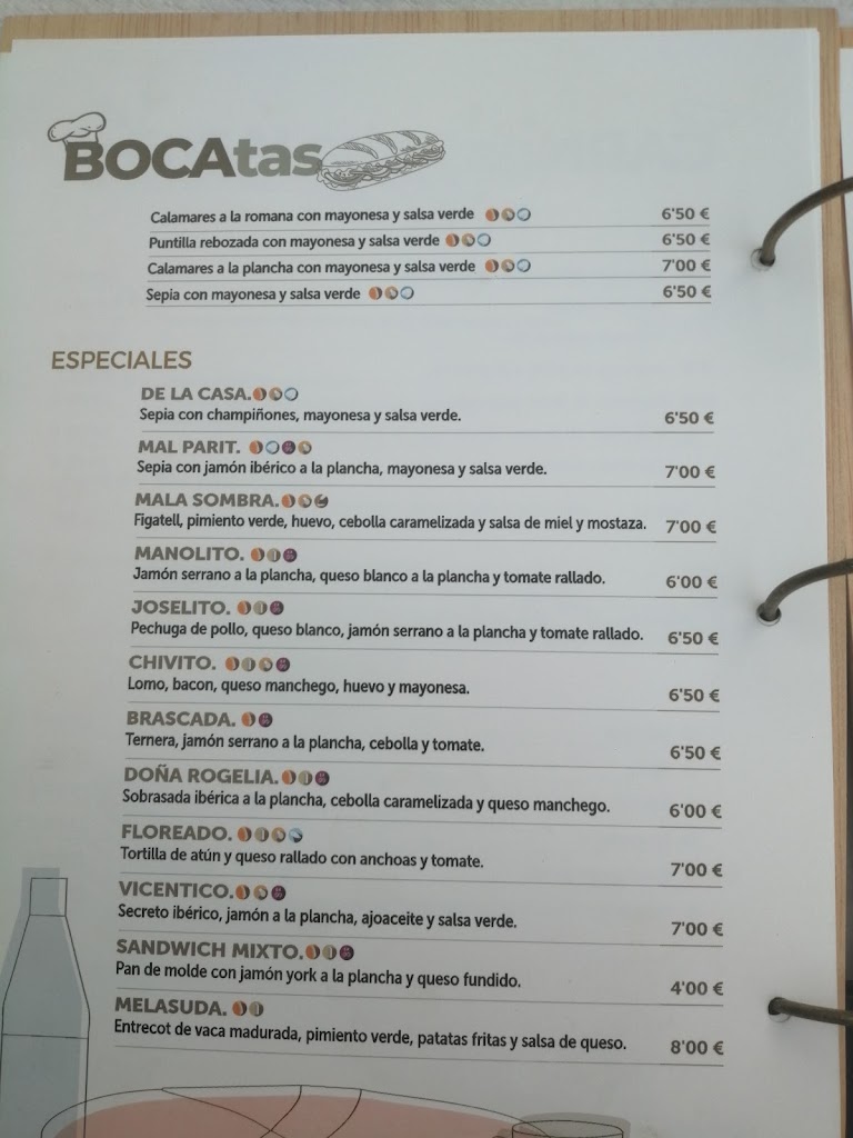 Bar-Restaurante Moncho — Carta