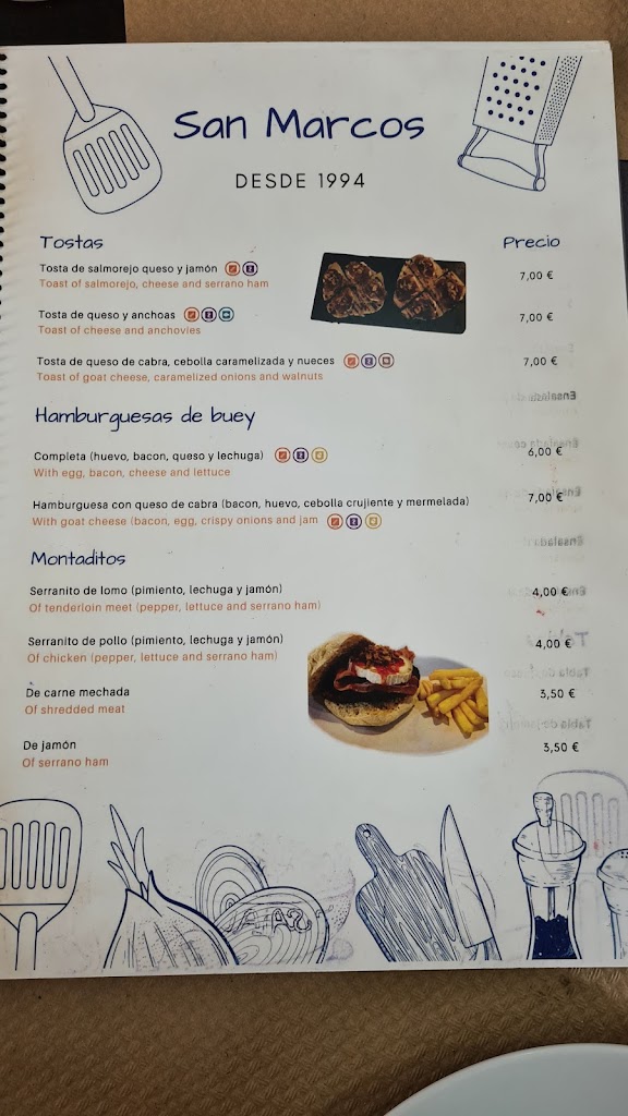San Marcos - Tapasbar — Carta