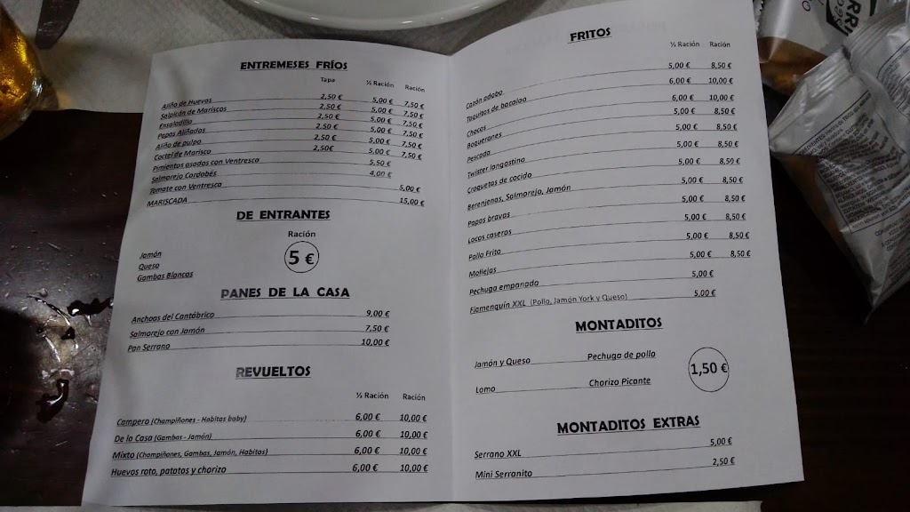 PORRI TAPAS MESON DEL CORDERO — Carta