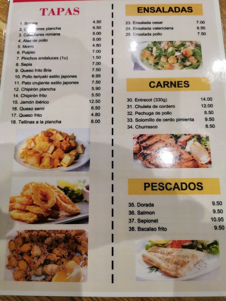 BAR RESTAURANTE PUERTO CATARROJA — Carta