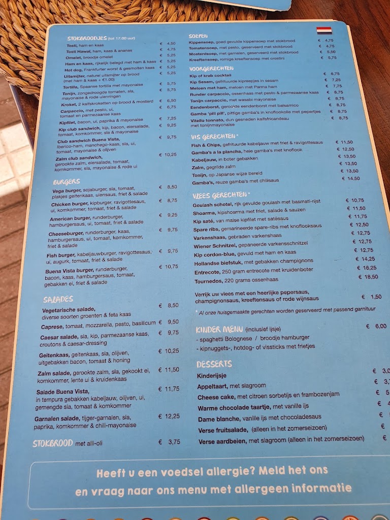 Restaurante Buena Vista — Carta