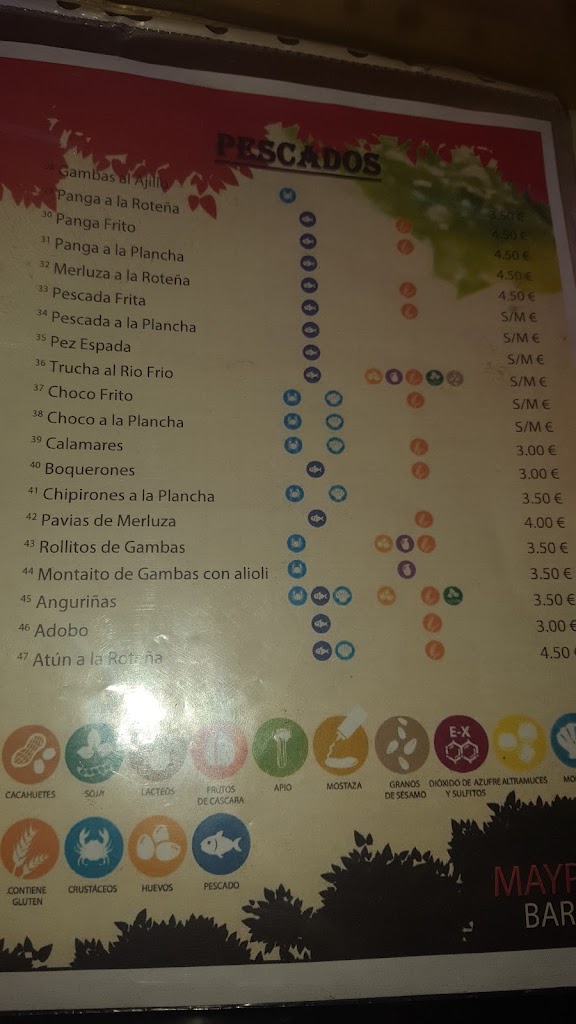 Bar Maype — Carta