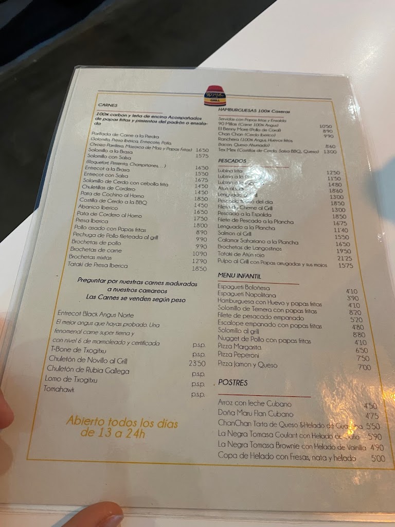 90 Millas wine tasting house — Carta