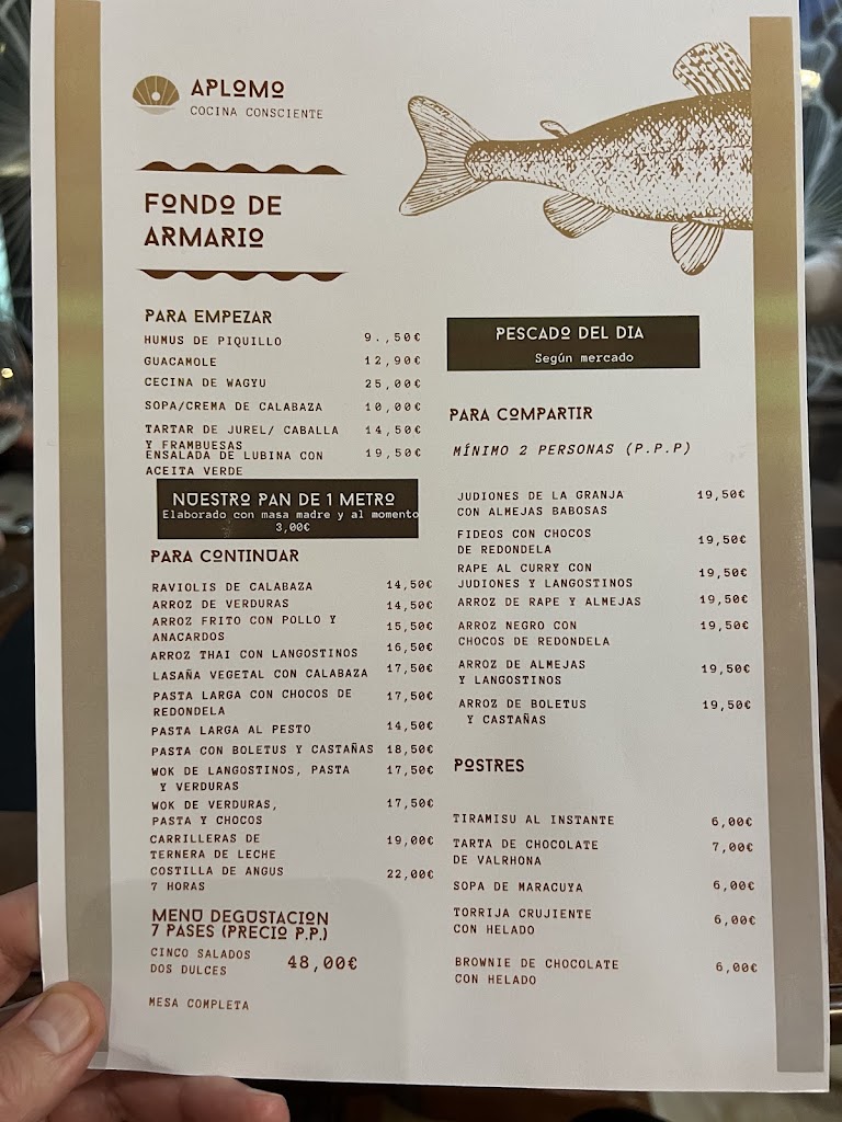 Restaurante Aplomo — Carta