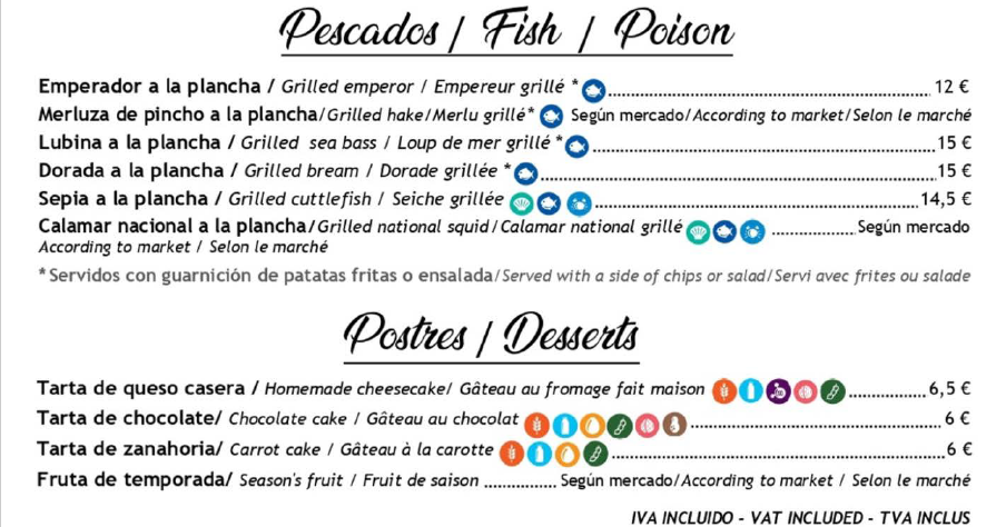 RESTAURANTE COCO BEACH — Carta
