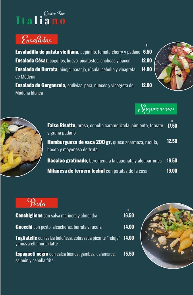 Gastrobar italiano — Carta
