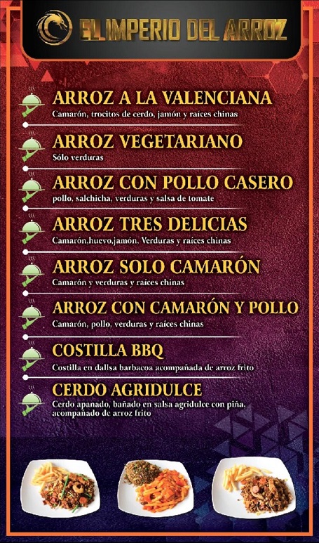 Restaurante El Imperio del Arroz — Carta