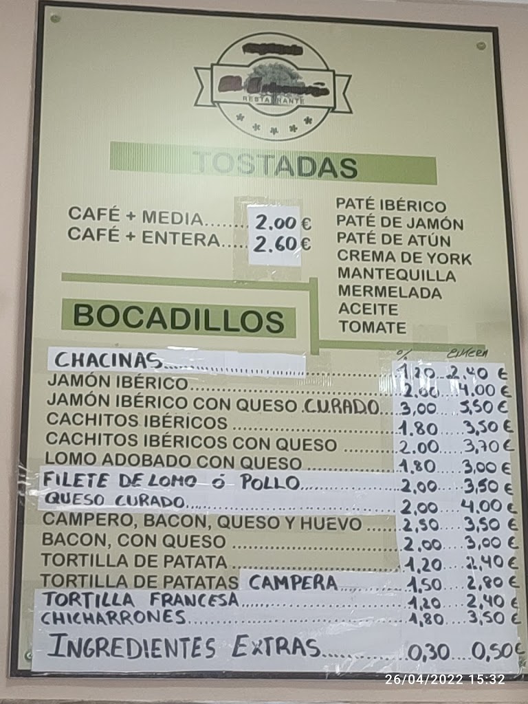Bar Mercado Rivera — Carta