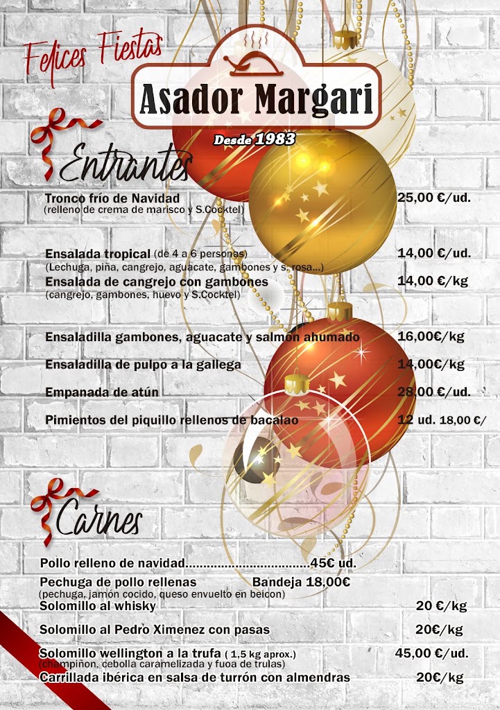 Asador Margari Dos Hermanas — Carta