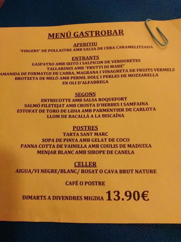 Xampu Gastrobar Tortosa — Carta