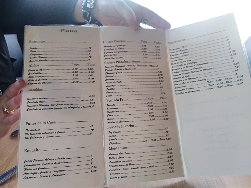 Nuevo Bar Avenida — Carta