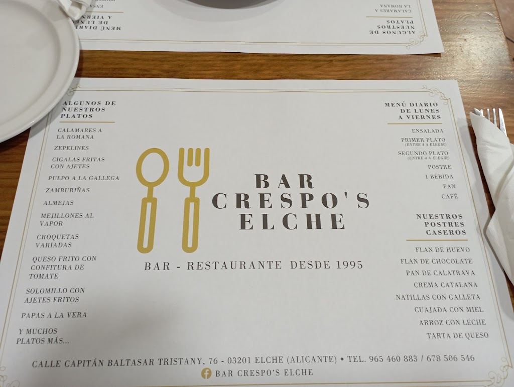 Bar Crespo`s — Carta