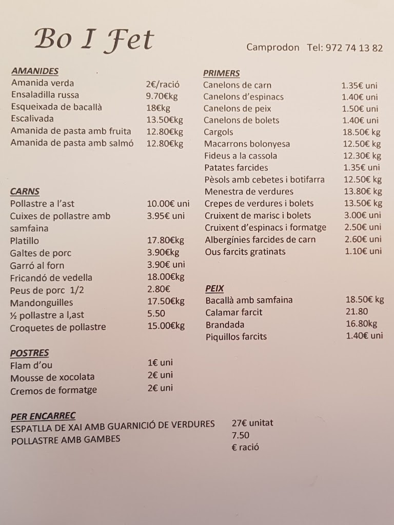 Cocinados Bo I Fet — Carta