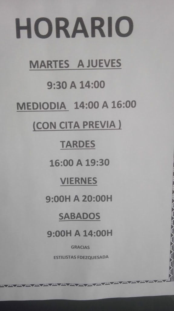 Peluqueria y Estetica Fdz Quesada — Carta