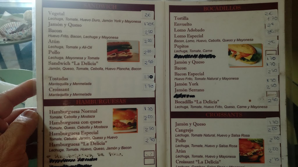 Pasteleria cafeteria La Delicia — Carta