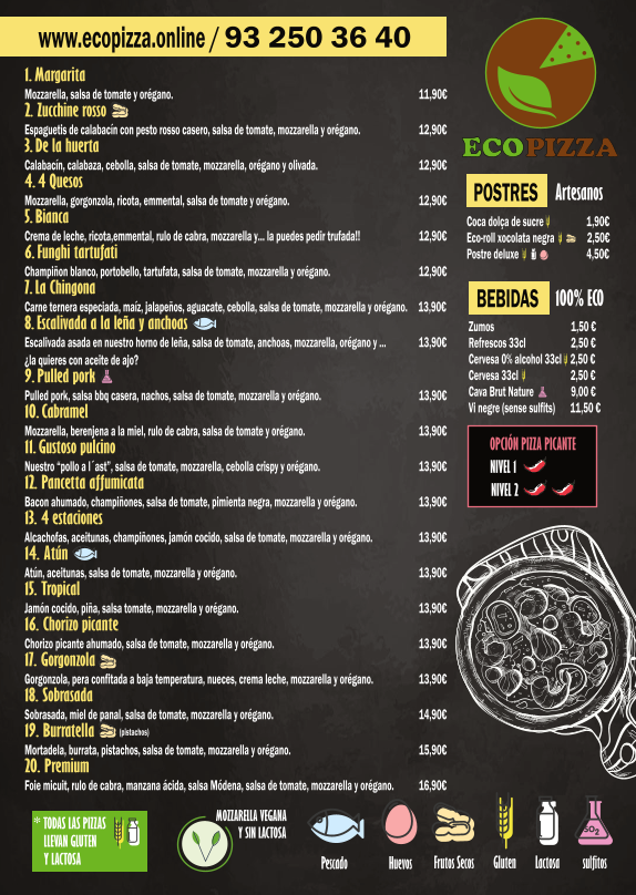 ECOPIZZA Pizzeria Cerdanyola del Valles — Carta