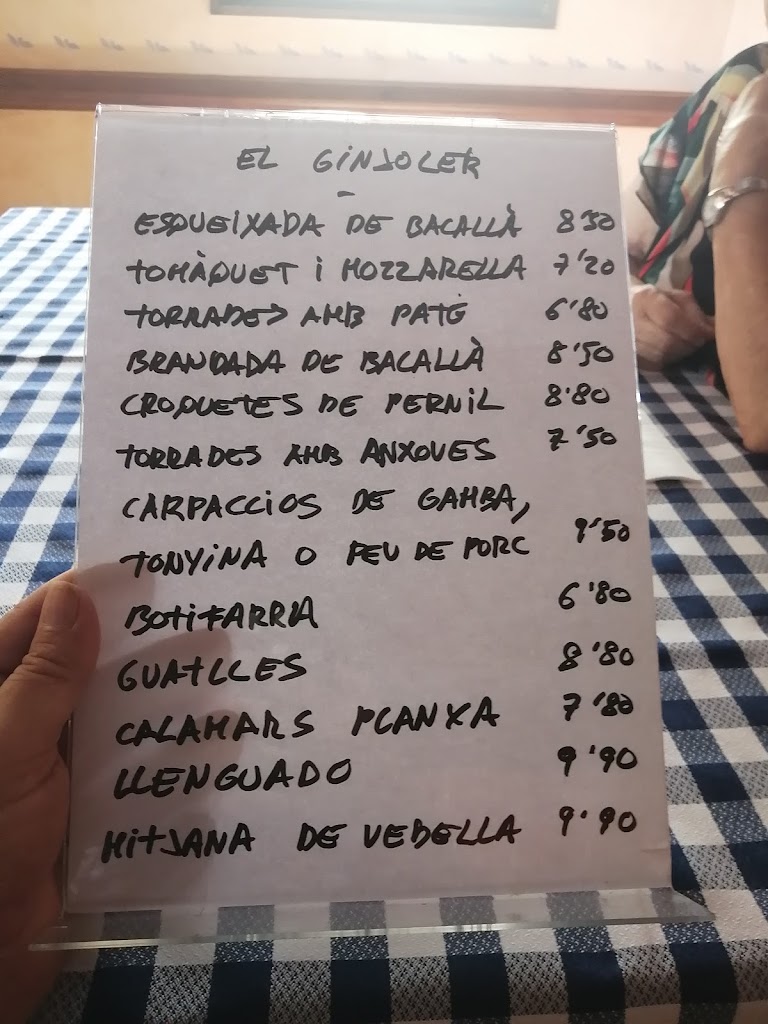 Restaurant Ginjoler — Carta