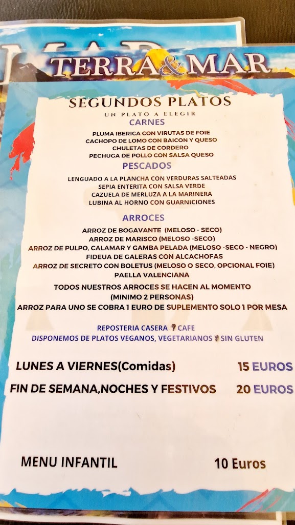 RESTAURANTE TERRA&MAR — Carta