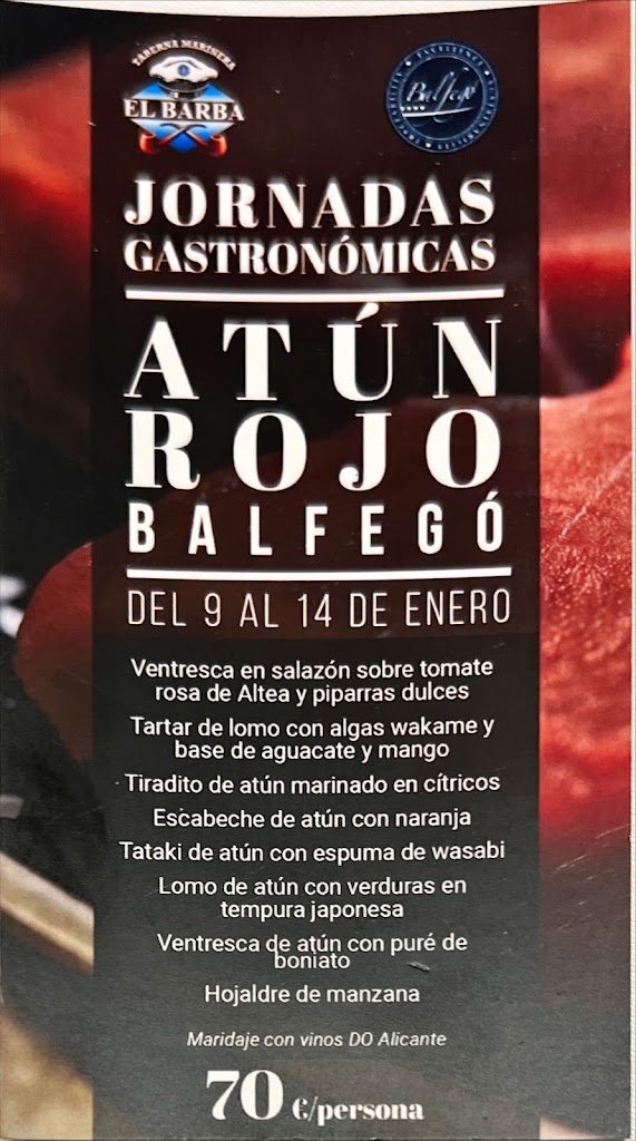 Taberna marinera El Barba — Carta
