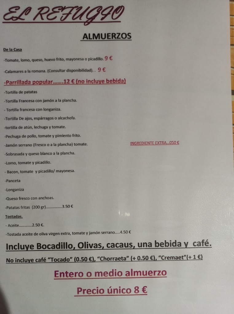 El Refugio — Carta