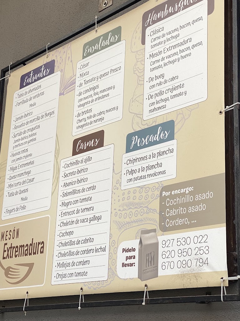 Extremadura Meson Restaurante — Carta