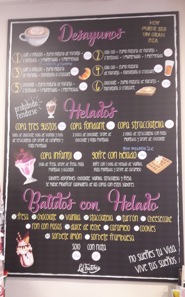 Cafeteria Factoria — Carta