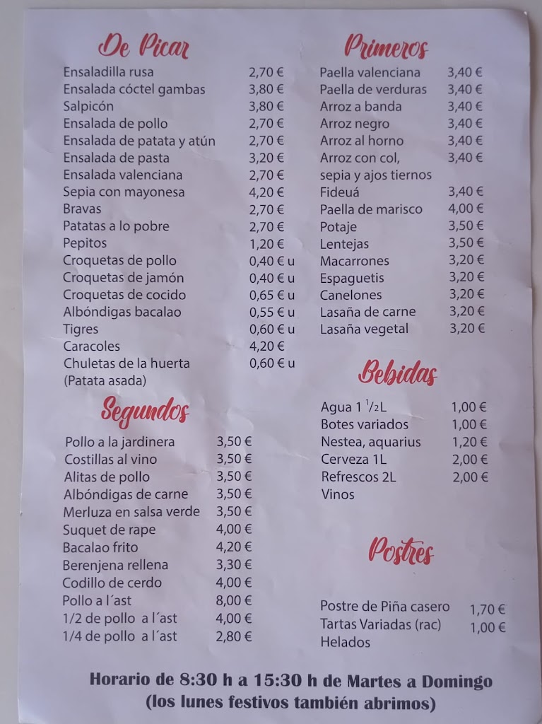 Asador De Alboraia — Carta