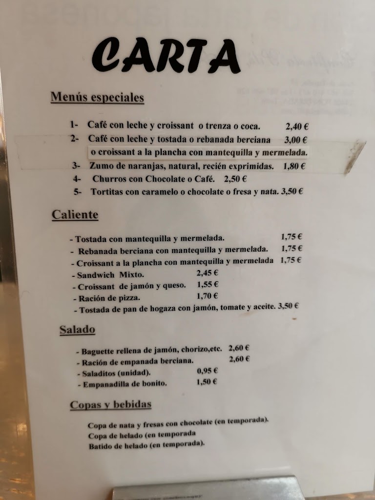 Pasteleria-Confiteria "Pili" — Carta