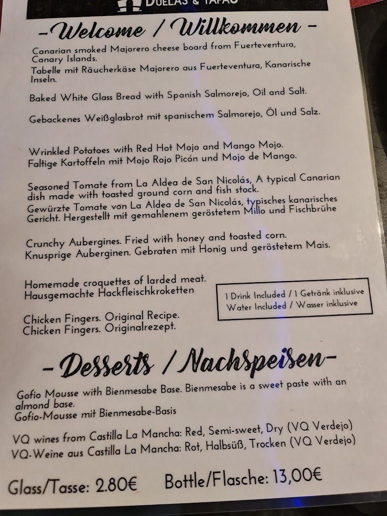Restaurante Entre Duelas y Tapas — Carta
