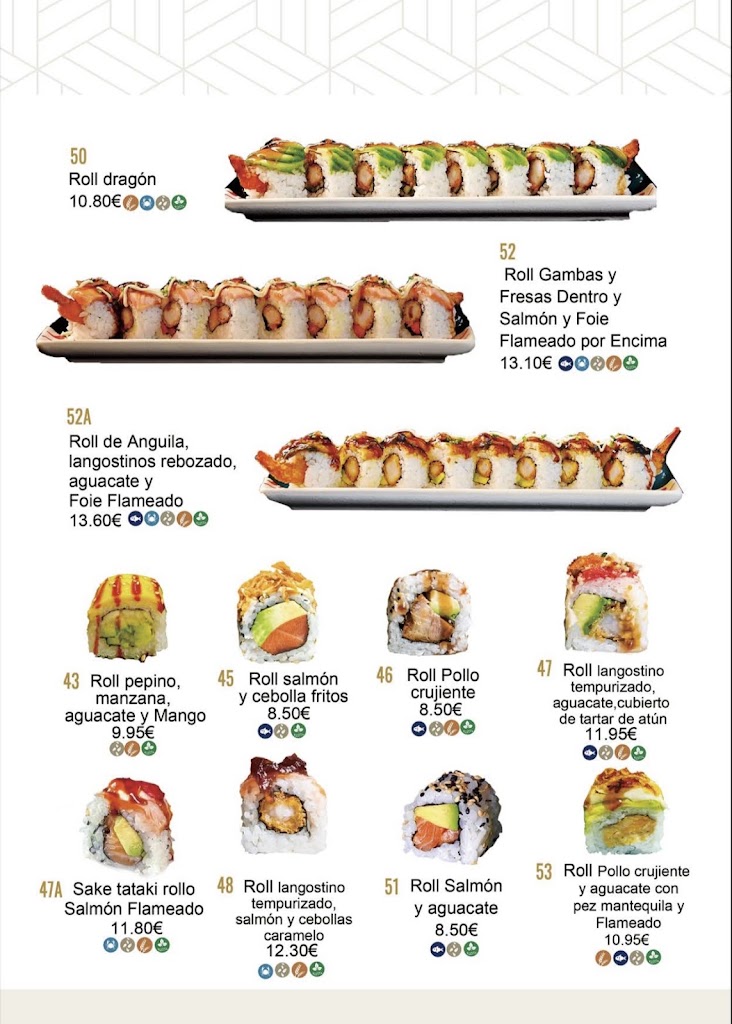 Restaurante sushiMei feng — Carta
