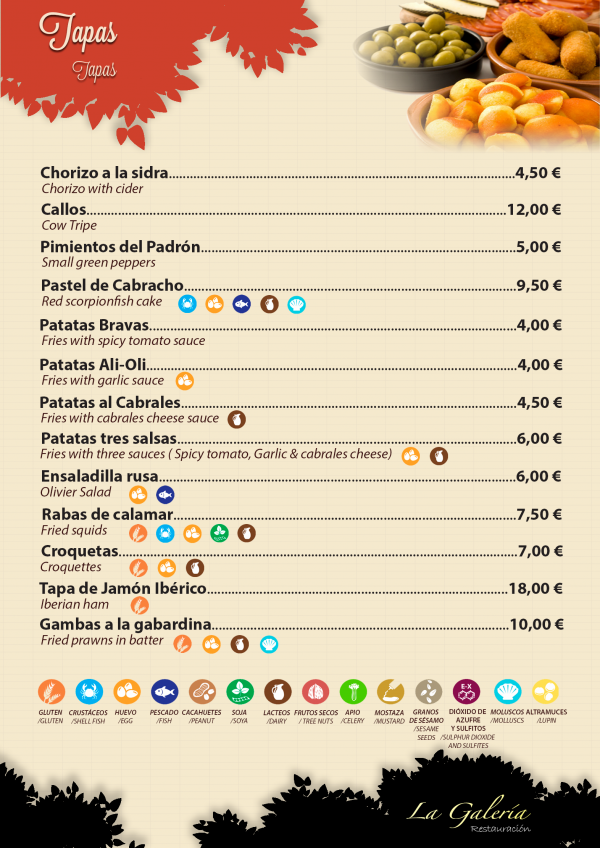 La Galeria Restauracion — Carta