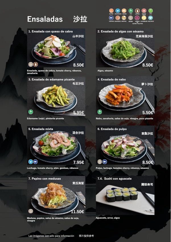 TSINGHE Cocina Fusion — Carta