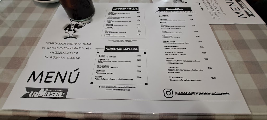Restaurante La Masia — Carta