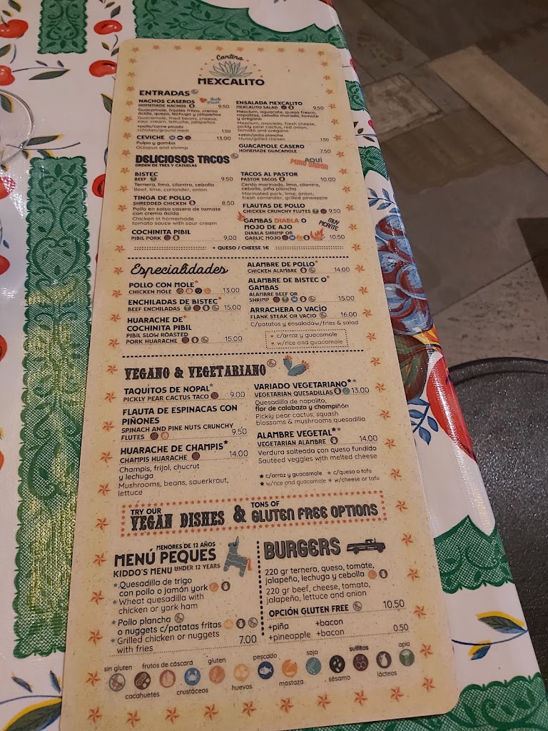 Cantina Mexcalito Tarifa — Carta