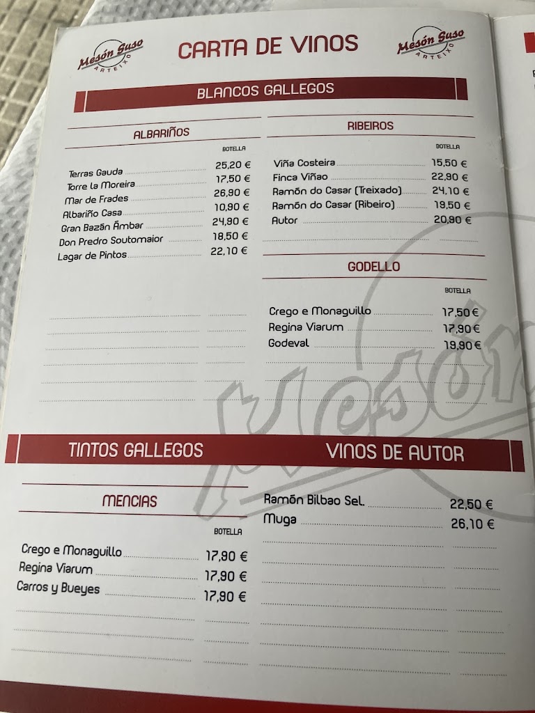 Meson Suso — Carta