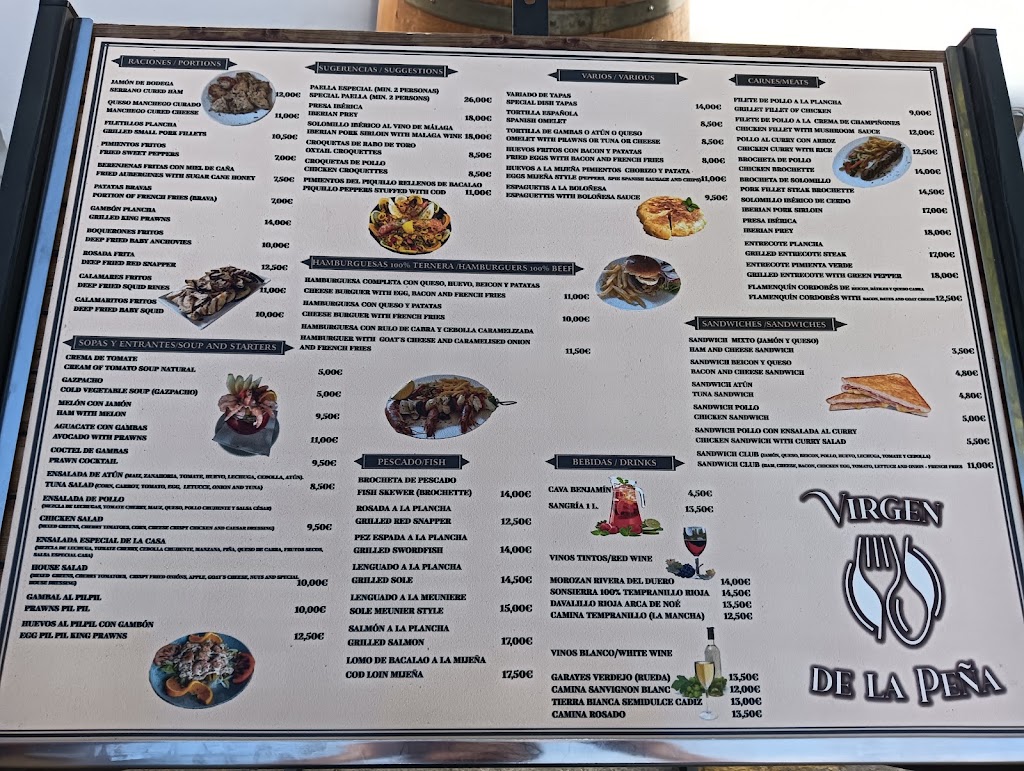 Bar Restaurante La Muralla Virgen de la Pena — Carta