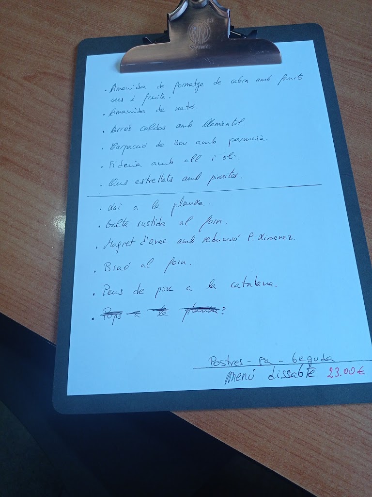 Bar Mirasol — Carta