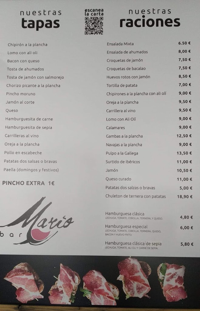 Bar Mario — Carta