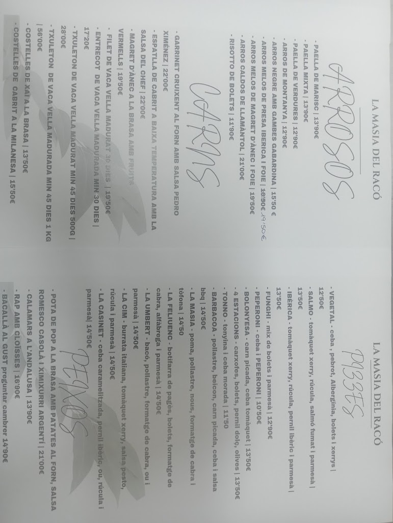 Masia del raco. — Carta