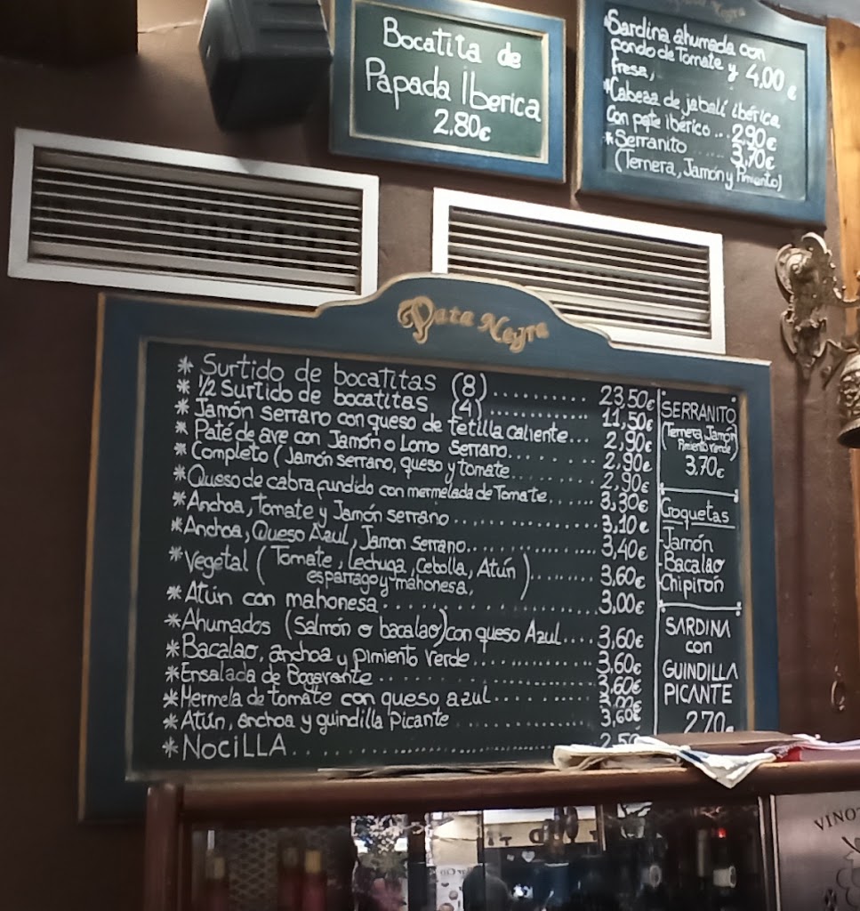 Restaurante Jamonero Pata Negra — Carta