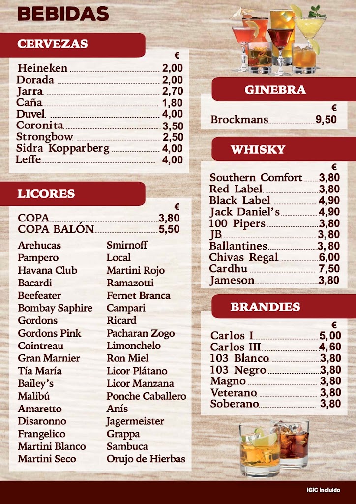 Bar Restaurante Otelo — Carta