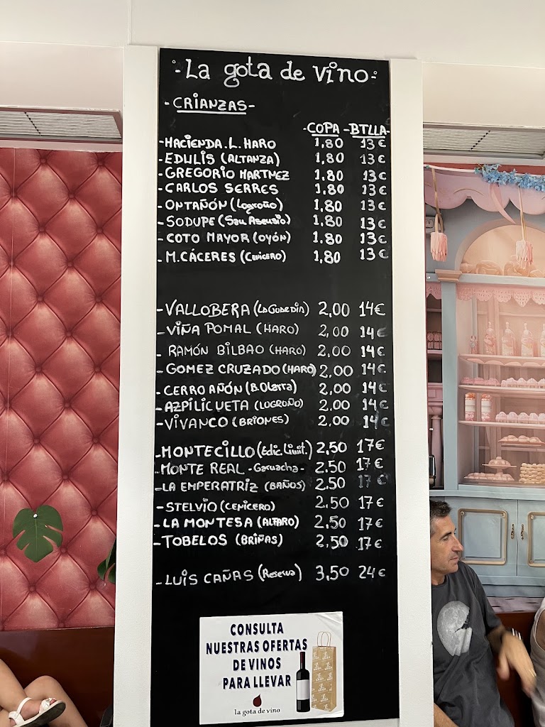 Bar La Gota de Vino — Carta