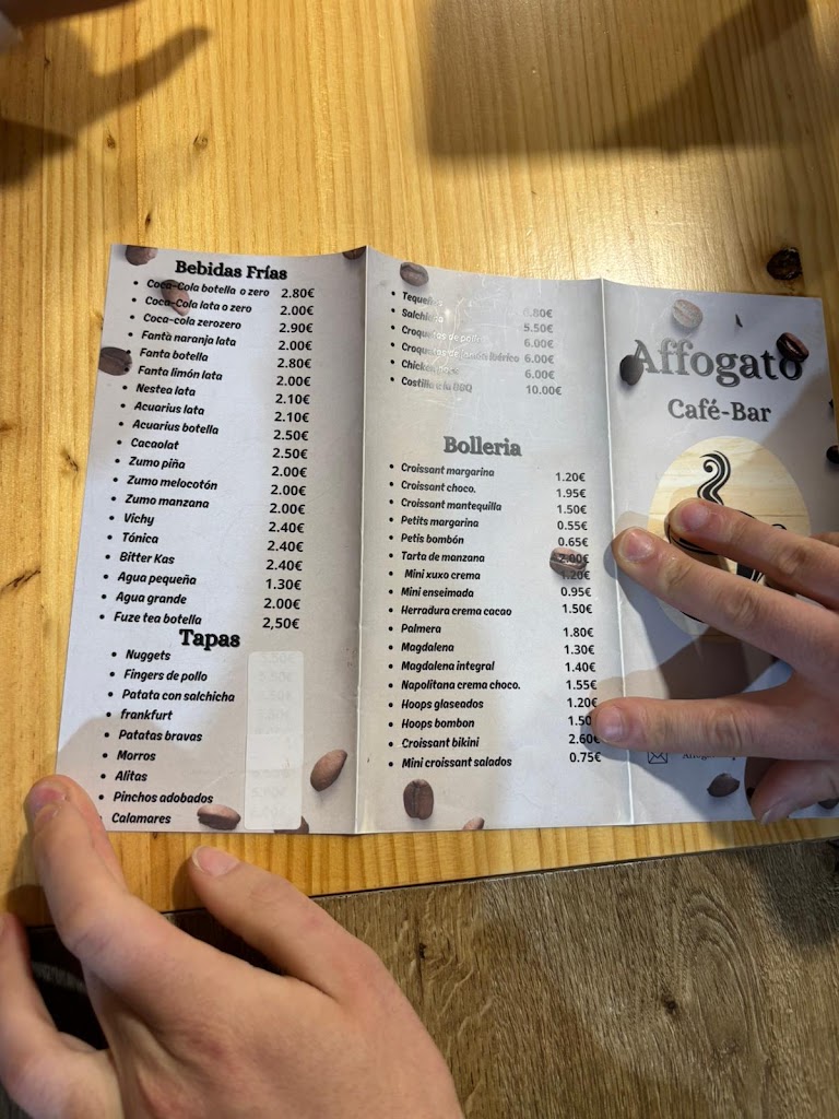Affogato cafe-bar — Carta