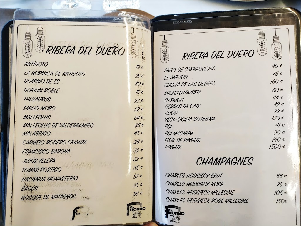 El Horno de la Vina de Rueda — Carta