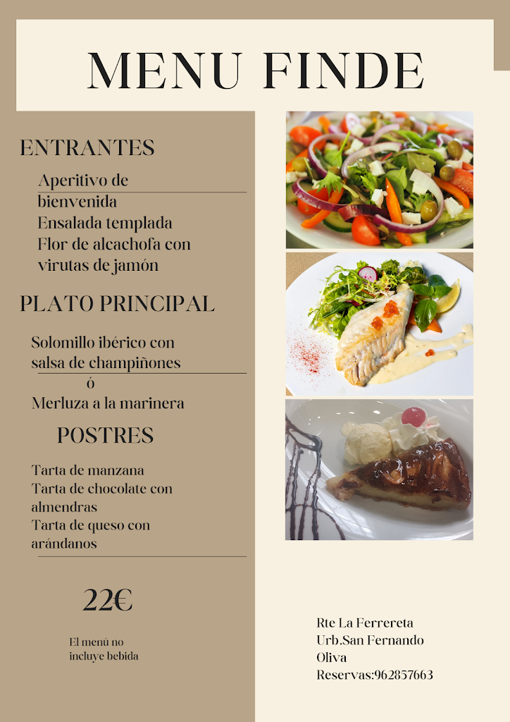 Restaurante La Ferrereta — Carta