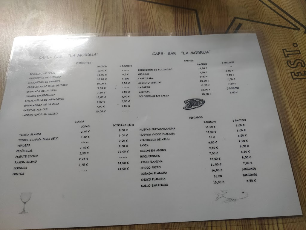 Cafe-bar La Morrua — Carta